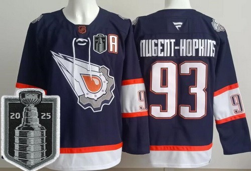 Men's Edmonton Oilers #93 Ryan Nugent Hopkins Navy Alternate 2025 Stanley Cup Final Authentic Jersey
