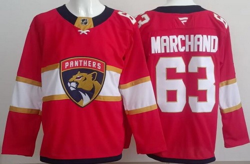 Men's Florida Panthers #63 Brad Marchand Red Authentic Jersey