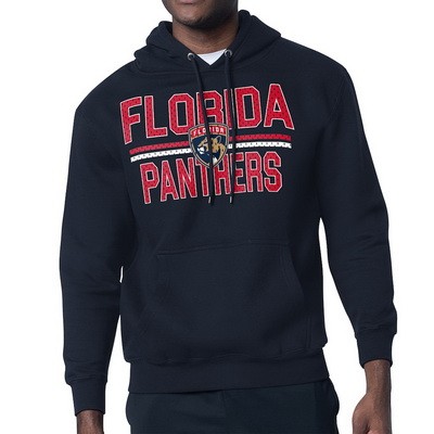 Men's Florida Panthers Starter Navy Mesh Look Team Name Logo Tri Blend Pullover Hoodie