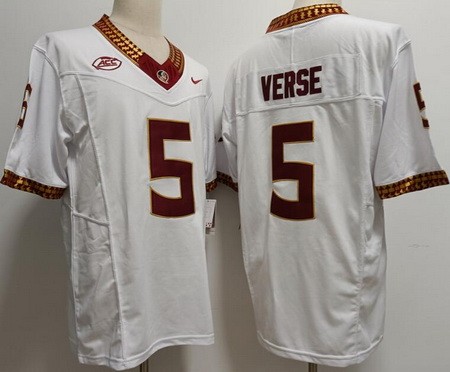 Men's Florida State Seminoles #5 Jared Verse Limited White FUSE College Football Jersey