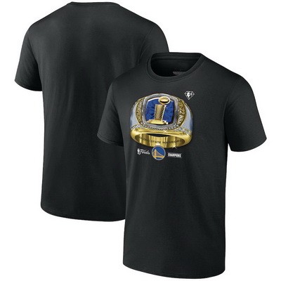 Men's Golden State Warriors Black 2022 NBA Finals Champions Bling Ring T-Shirt
