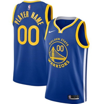 Men's Golden State Warriors Custom Blue Icon Hot Press Jersey