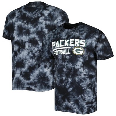 Men's Green Bay Packers Black Resolution Tie Dye Raglan T Shirt