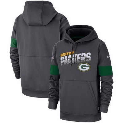 Men's Green Bay Packers Navy Sideline Arch Jersey Performance Pullover Hoodie