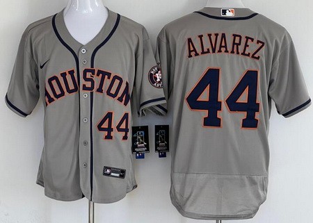Men's Houston Astros #44 Yordan Alvarez Gray Authentic Jersey