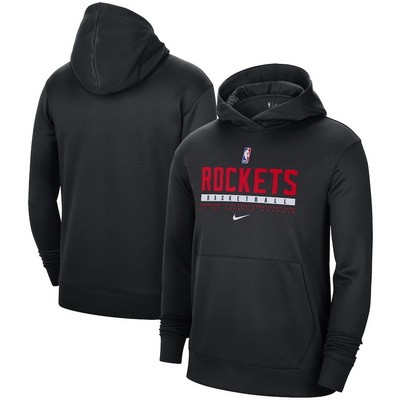 Men's Houston Rockets Black Spotlight On Court Practice Performance Pullover Hoodie