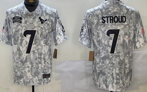 Men's Houston Texans #7 CJ Stroud White Limited Arctic Camo 2024 Salute to Service Jersey