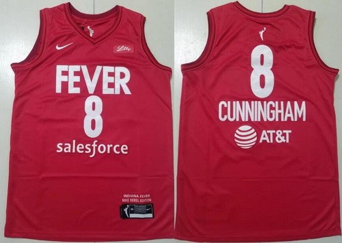 Men's Indiana Fever #8 Sophie Cunningham Red Sponsor Swingman Jersey