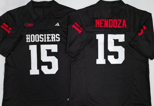 Men's Indiana Hoosiers #15 Fernando Mendoza Black College Football Jersey