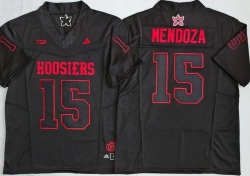 Men's Indiana Hoosiers #15 Fernando Mendoza Limited Black Stranger Things Stuck In The Upside Down Football Jersey