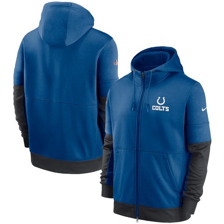 Men's Indianapolis Colts Blue Sideline Impact Lockup Performance Full Zip Pullover Hoodie