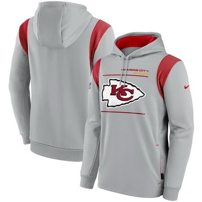 Men's Kansas City Chiefs Gray Sideline Logo Performance Pullover Hoodie