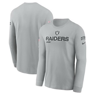 Men's Las Vegas Raiders Gray 2024 Salute To Service Long Sleeve T Shirt