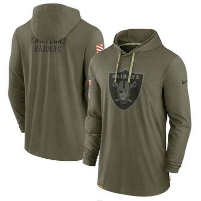 Men's Las Vegas Raiders Olive 2022 Salute to Service Tonal Pullover Hoodie