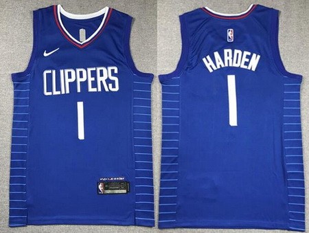 Men's Los Angeles Clippers #1 James Harden Blue Icon Swingman Jersey