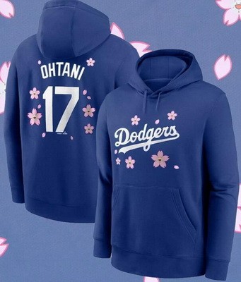 Men's Los Angeles Dodgers #17 Shohei Ohtani Blue 2025 Tokyo Series Performance Pullover Hoodie