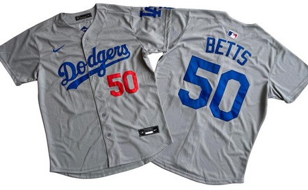 Men's Los Angeles Dodgers #50 Mookie Betts Gray Limited Cool Base Jersey
