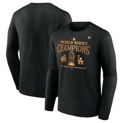 Men's Los Angeles Dodgers Black 2024 World Series Champions Long Sleeve T Shirt 250316