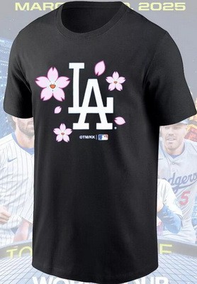 Men's Los Angeles Dodgers Black 2025 Tokyo Series 3 T Shirt