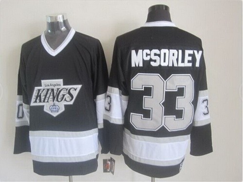 Men's Los Angeles Kings #33 Marty McSorley Black Throwback Jersey