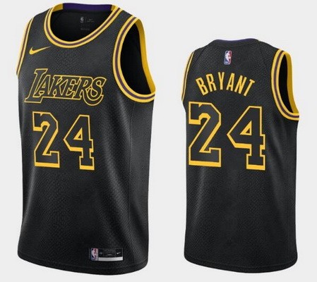 Men's Los Angeles Lakers #24 Kobe Bryant Black City Icon Hot Press Jersey