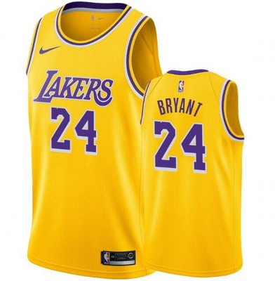 Men's Los Angeles Lakers #24 Kobe Bryant Yellow Icon Hot Press Jersey