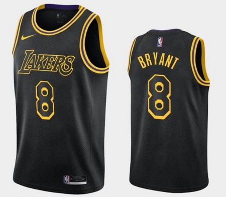 Men's Los Angeles Lakers #8 Kobe Bryant Black City Icon Hot Press Jersey