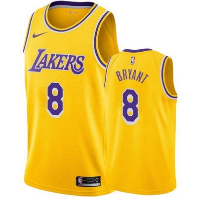 Men's Los Angeles Lakers #8 Kobe Bryant Yellow Icon Hot Press Jersey