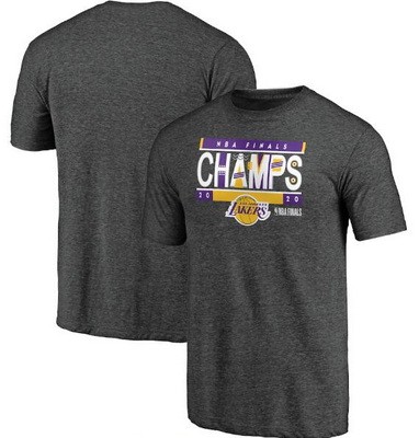 Men's Los Angeles Lakers Gray 2020 Champions Printed T Shirt 201083