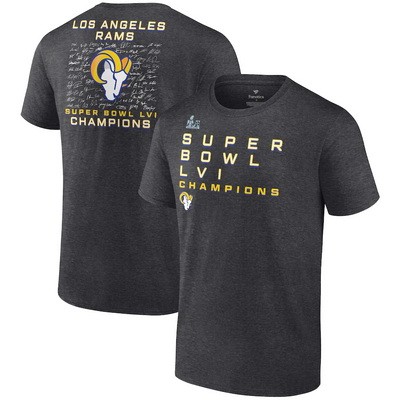 Men's Los Angeles Rams Charcoal Super Bowl LVI Champions Signature Route T-Shirt