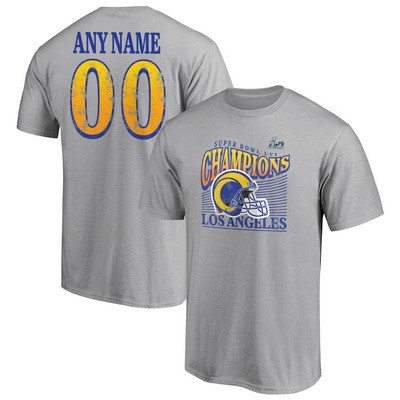 Men's Los Angeles Rams Gray Personalized Super Bowl LVI Champions Retro T-Shirt