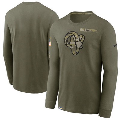 Men's Los Angeles Rams Olive 2021 Salute To Service Performance Long Sleeve T-Shirt