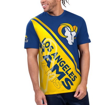Men's Los Angeles Rams Starter Blue Finish Line Extreme Graphic T Shirt