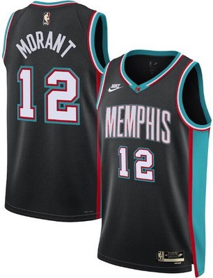 Men's Memphis Grizzlies #12 Ja Morant Black Classic Heat Press Jersey