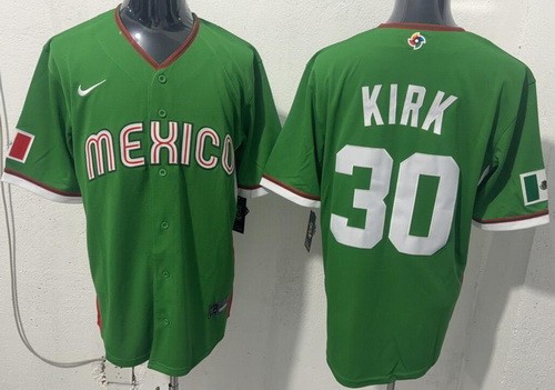 Men's Mexico #30 Alejandro Kirk Green 2026 World Baseball Classic Cool Base Jersey