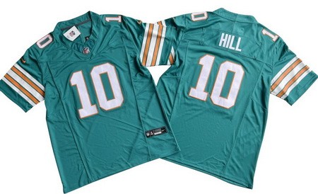 Men's Miami Dolphins #10 Tyreek Hill Limited Aqua Throwback FUSE Vapor Jersey