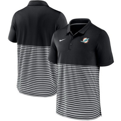 Men's Miami Dolphins Black Stripes Patchwork Polo