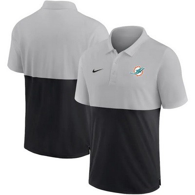 Men's Miami Dolphins Gray Black Patchwork Polo