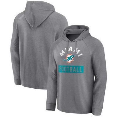 Men's Miami Dolphins Gray No Time Off Raglan Pullover Hoodie