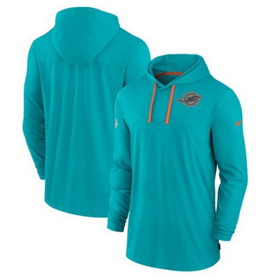 Men's Miami Dolphins Sideline Pop Performance Pullover Long Sleeve Hoodie T Shirt