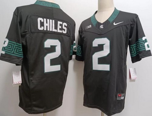 Men's Michigan State Spartans #2 Aidan Chiles Black FUSE College Football Jersey