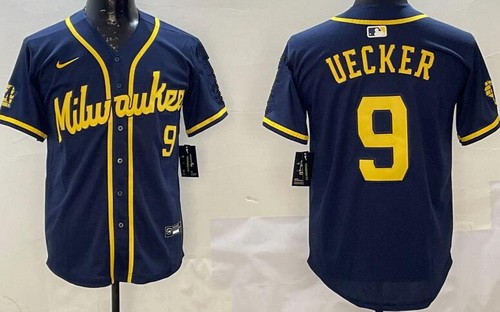 Men's Milwaukee Brewers #9 Bob Uecker Navy Limited Jersey
