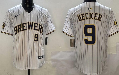 Men's Milwaukee Brewers #9 Bob Uecker White Limited Jersey