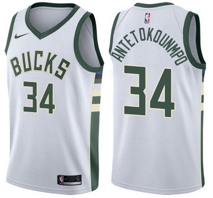Men's Milwaukee Bucks #34 Giannis Antetokounmpo White Icon Hot Press Jersey