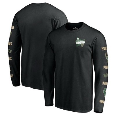 Men's Milwaukee Bucks Black 2021 Eastern Conference Champions Long Sleeve T Shirt