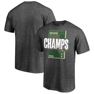 Men's Milwaukee Bucks Heathered Charcoal 2021 Eastern Conference Champions Trap T Shirt