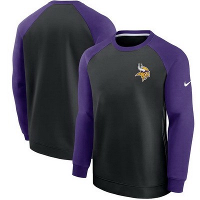 Men's Minnesota Vikings Black Historic Raglan Crew Performance Sweater
