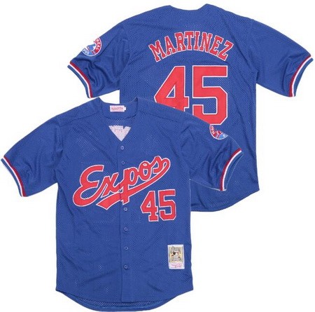 Men's Montreal Expos #45 Pedro Martinez Blue Throwback Jersey