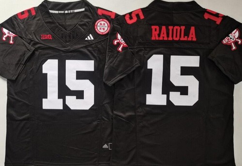 Men's Nebraska Huskers #15 Dylan Raiola Black College Football Jersey