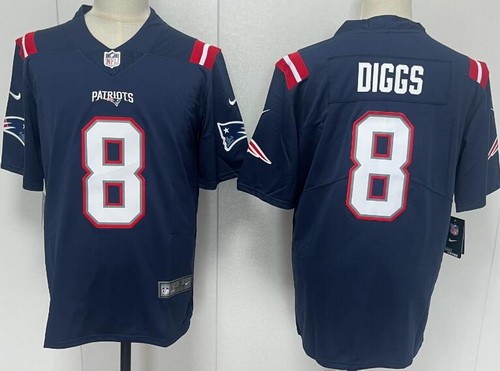 Men's New England Patriots #8 Stefon Diggs Limited Navy Vapor Jersey